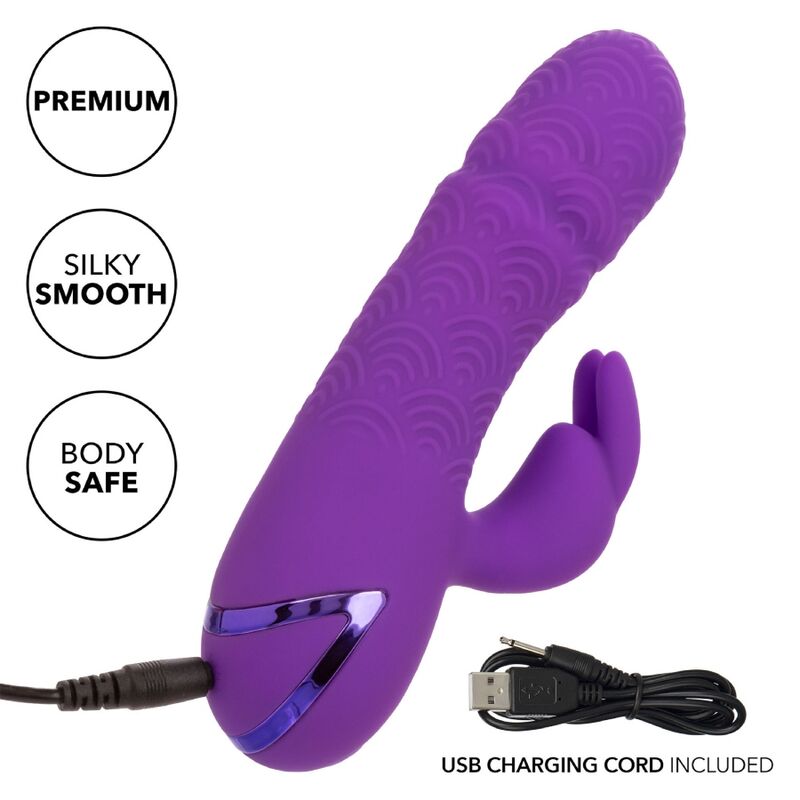 CalExotics Manhattan Beach Marvel Rabbit Vibrator Lila – Doppelmotor, 10 Vibrationsfunktionen, USB wiederaufladbar – Rabbit Vibrator Bild 12