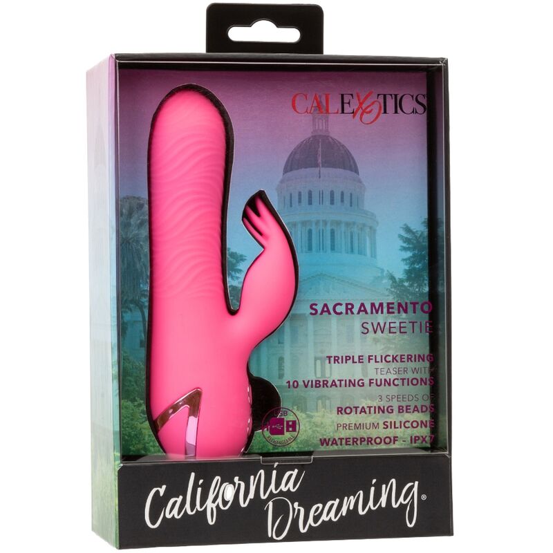 CalExotics Sacramento Sweetie Rabbit Vibrator Pink – Doppelmotor, 10 Vibrationsfunktionen, 3 Rotationsgeschwindigkeiten, USB wiederaufladbar – Rabbit Vibrator Bild 20