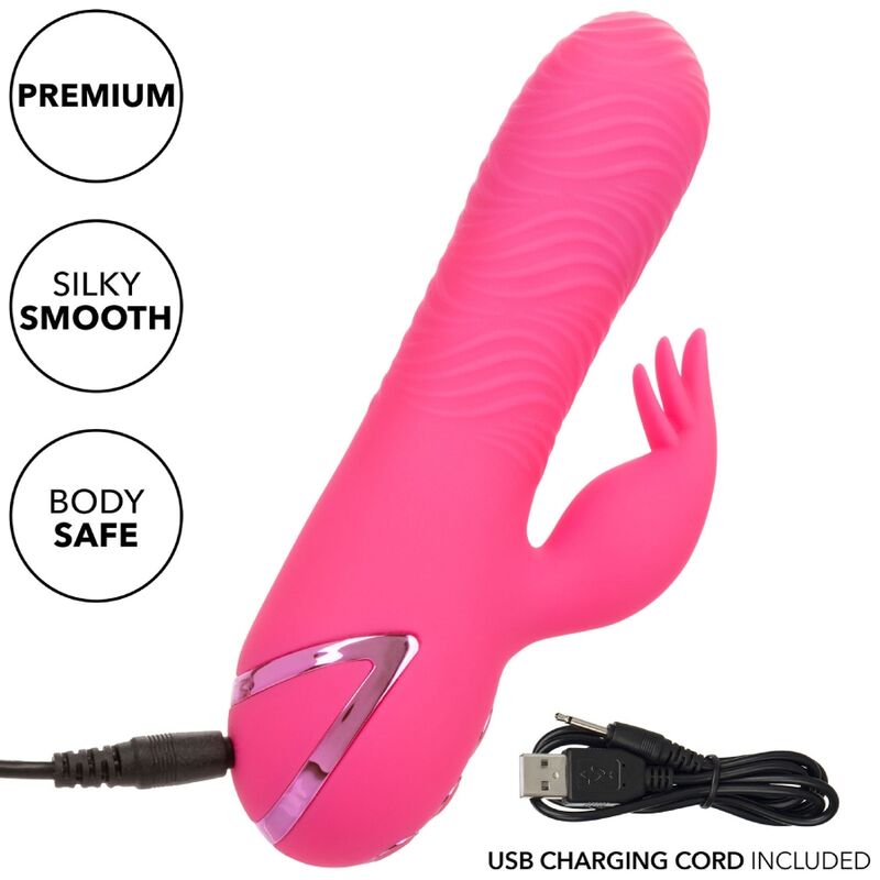 CalExotics Sacramento Sweetie Rabbit Vibrator Pink – Doppelmotor, 10 Vibrationsfunktionen, 3 Rotationsgeschwindigkeiten, USB wiederaufladbar – Rabbit Vibrator Bild 15