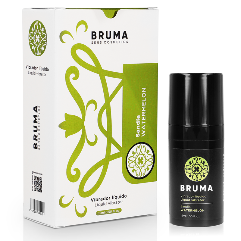 BRUMA - FLÜSSIGER VIBRATOR ULTRA GLEITENDE WASSERMELONE 15 ML Gleitgel Produktverpackung und Details