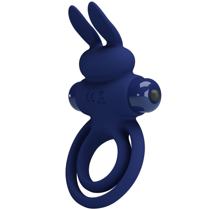PRETTY LOVE - DAREY DOPPELTER VIBRATIONSRING KANINCHEN BLAU – Erotik-Zubehör Bild 1