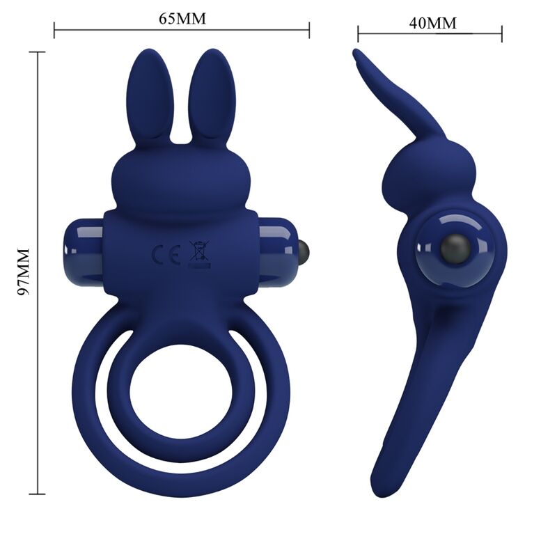 PRETTY LOVE - DAREY DOPPELTER VIBRATIONSRING KANINCHEN BLAU – Erotik-Zubehör Bild 12
