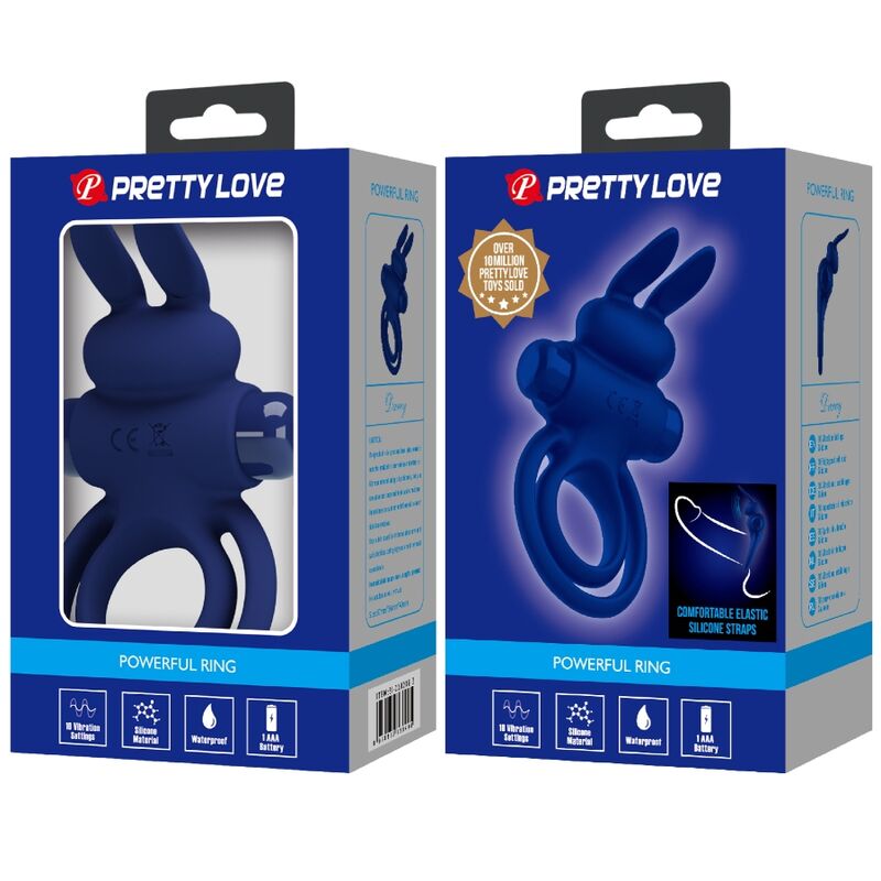 PRETTY LOVE - DAREY DOPPELTER VIBRATIONSRING KANINCHEN BLAU – Erotik-Zubehör Bild 17