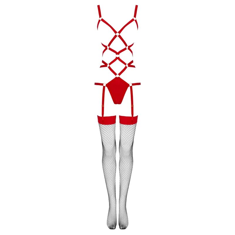 LIVCO CORSETTI FASHION - THIARA LC 20213 SET BODY + STRÜMPFE ROT S/M Dessous-Body Produktansicht