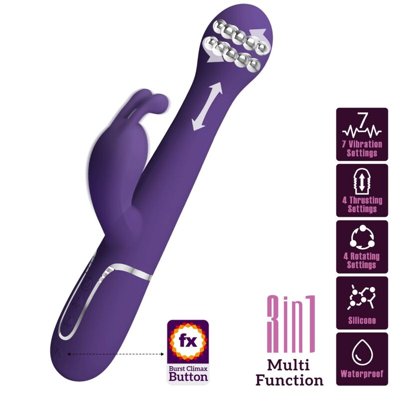 PRETTY LOVE - DEJON RABBIT VIBRATOR 3 IN 1 MULTIFUNKTIONS-LILA – Rabbit Vibrator Bild 1