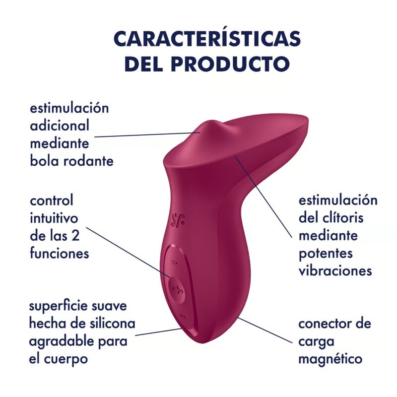 SATISFYER Exciterrr Auflegevibrator Klitoris Fuchsia – Vibration & Rollkugel | Secret Pulse Klitorisstimulator Produktansicht und Details