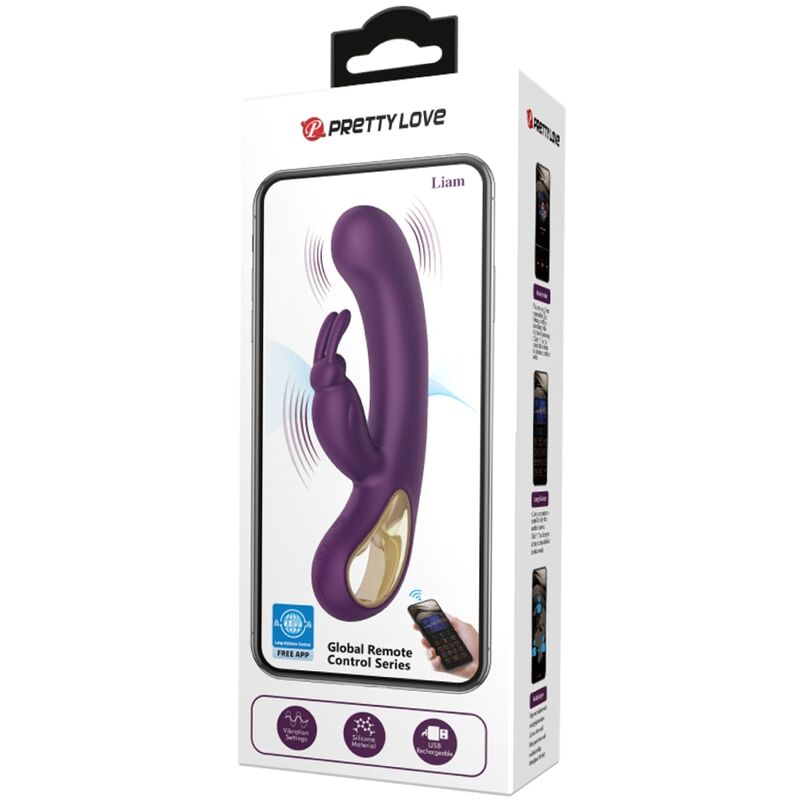 PRETTY LOVE - LIAM KANINCHEN VIBRATOR UND G-PUNKT-STIMULATOR LILA Produktansicht und Details