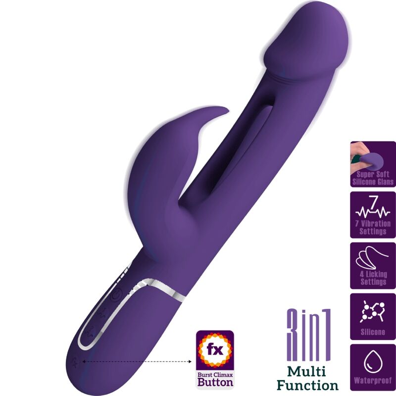 PRETTY LOVE - KAMPAS RABBIT 3 IN 1 MULTIFUNKTIONSVIBRATOR MIT ZUNGE VIOLETT – Rabbit Vibrator Bild 2