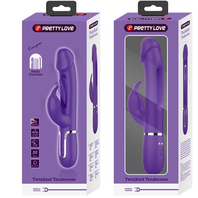 PRETTY LOVE - KAMPAS RABBIT 3 IN 1 MULTIFUNKTIONSVIBRATOR MIT ZUNGE VIOLETT – Rabbit Vibrator Bild 18