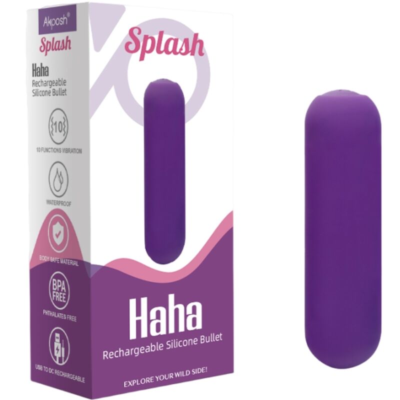 ARMONY - SPLASH HAHA VIBRATOR BULLET SILIKON 10 VIBRATIONEN 75 X 19 CM LILA hochwertiges Sextoy bei Secret Pulse