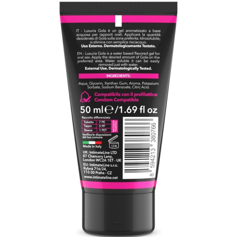 INTIMATELINE Luxuria Oral Gel Kirsche – Geschmackvolles Gleitgel 50 ml für geschmeidige intime Momente