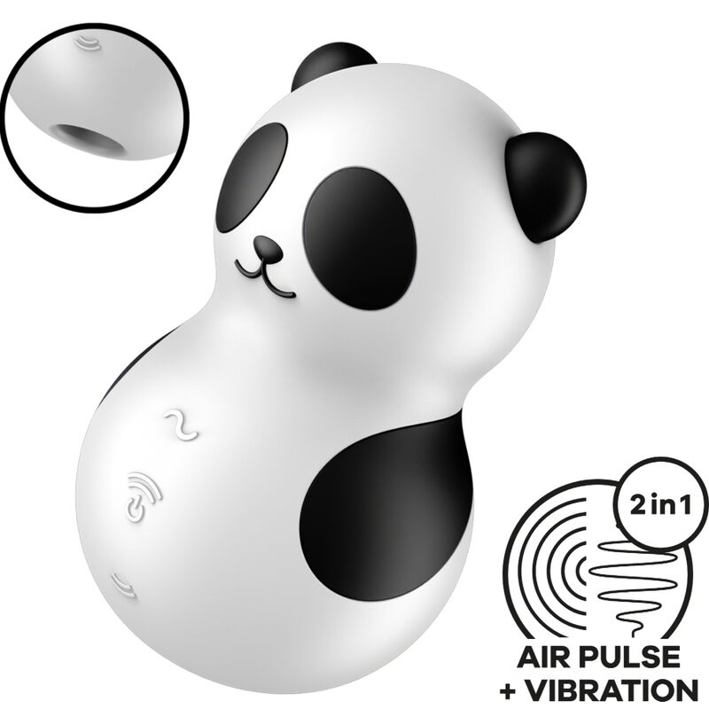 SATISFYER - POCKET PANDA STIMULATOR & VIBRATOR SCHWARZ WEISS Klitorisstimulator diskret online kaufen