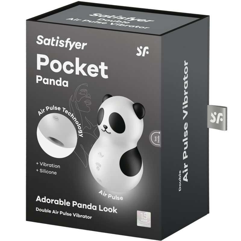 SATISFYER - POCKET PANDA STIMULATOR & VIBRATOR SCHWARZ WEISS hochwertiges Sextoy bei Secret Pulse