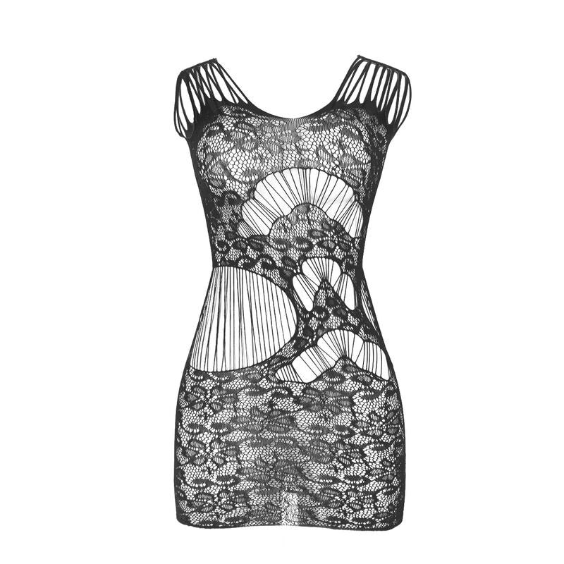 SUBBLIME - 951771 LANGER KLEID MIT OFFENEM RÜCKEN MIT NETZ SCHWARZ EINE GRÖSSE Dessous-Kleid diskret online kaufen