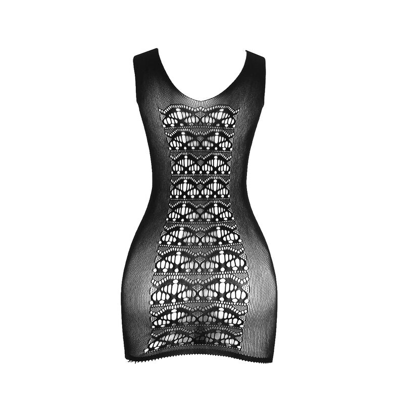 SUBBLIME - 952167 KURZER ELASTISCHER NETZ-KLEID SCHWARZ EINE GRÖSSE – Dessous-Kleid Bild 6