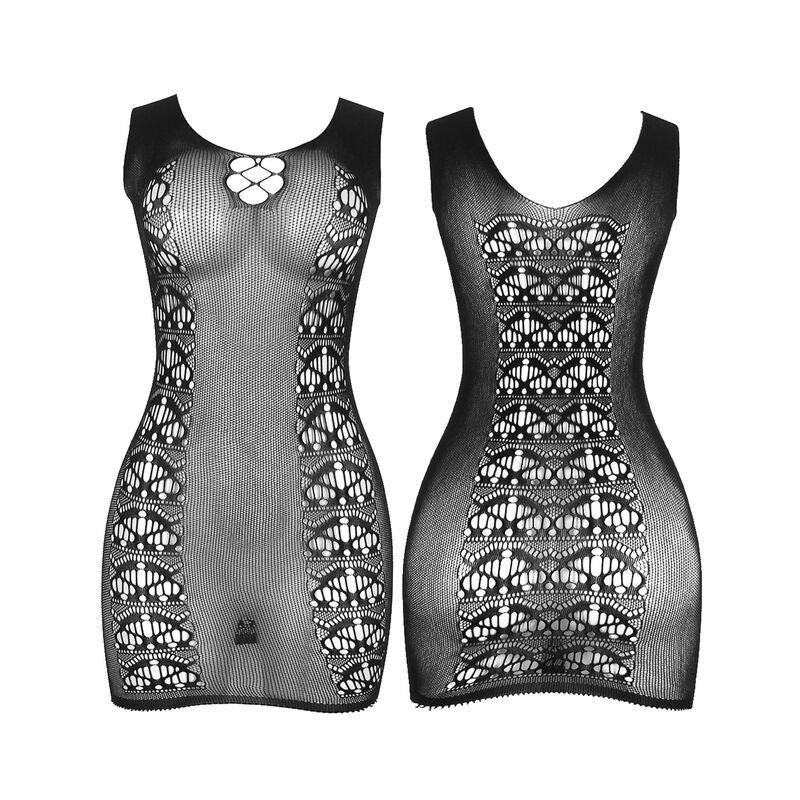 SUBBLIME - 952167 KURZER ELASTISCHER NETZ-KLEID SCHWARZ EINE GRÖSSE – Dessous-Kleid Bild 4