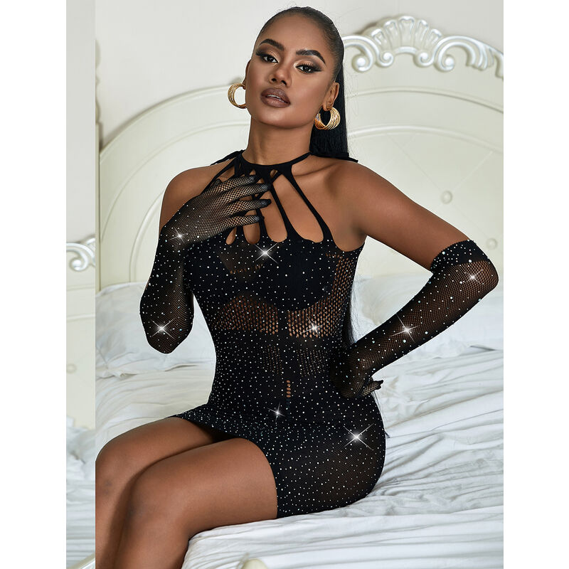 SUBBLIME - 952235 NETZKLEID MIT STRASS SCHWARZ EINHEITSGRÖSSE für sinnliche Momente