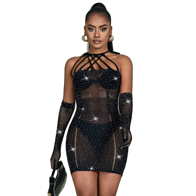 SUBBLIME - 952235 NETZKLEID MIT STRASS SCHWARZ EINHEITSGRÖSSE Dessous-Kleid Produktansicht