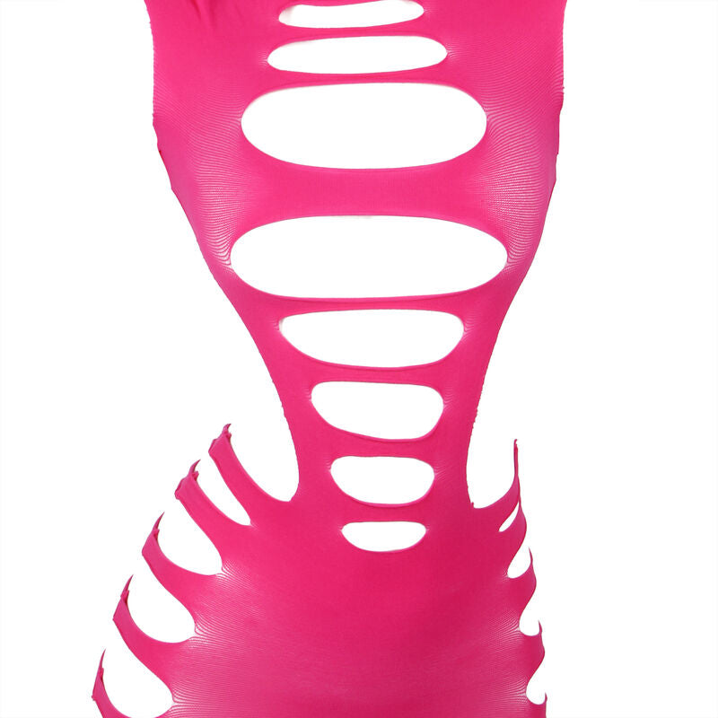 SUBBLIME - 952273 LANGRMELIGER ELASTISCHER NETZ-KLEID ROSA EINE GRÖSSE – Dessous-Kleid Bild 4