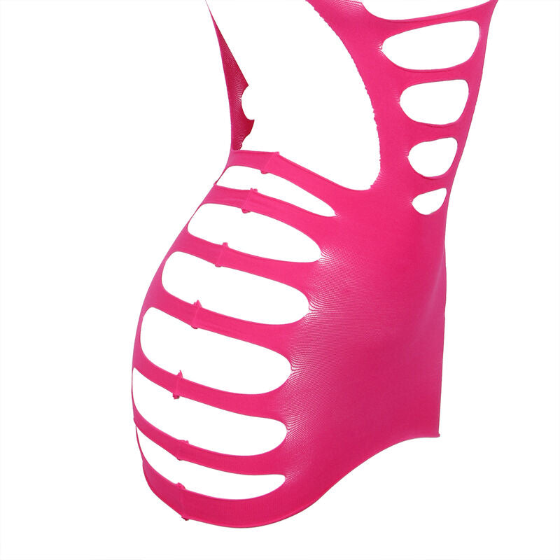 SUBBLIME - 952273 LANGRMELIGER ELASTISCHER NETZ-KLEID ROSA EINE GRÖSSE – Dessous-Kleid Bild 5