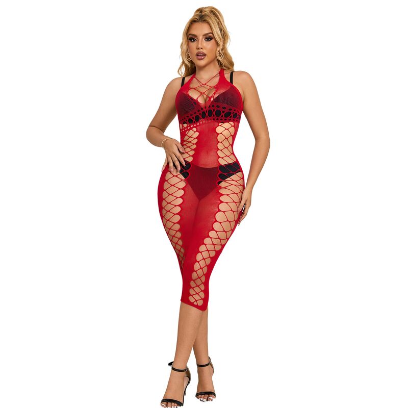 SUBBLIME - 952327 LANGES ROTES NETZ-KLEID EINE GRÖSSE – Dessous-Kleid Bild 1
