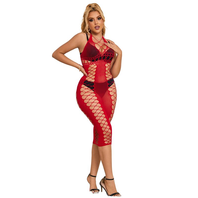 SUBBLIME - 952327 LANGES ROTES NETZ-KLEID EINE GRÖSSE – Dessous-Kleid Bild 3