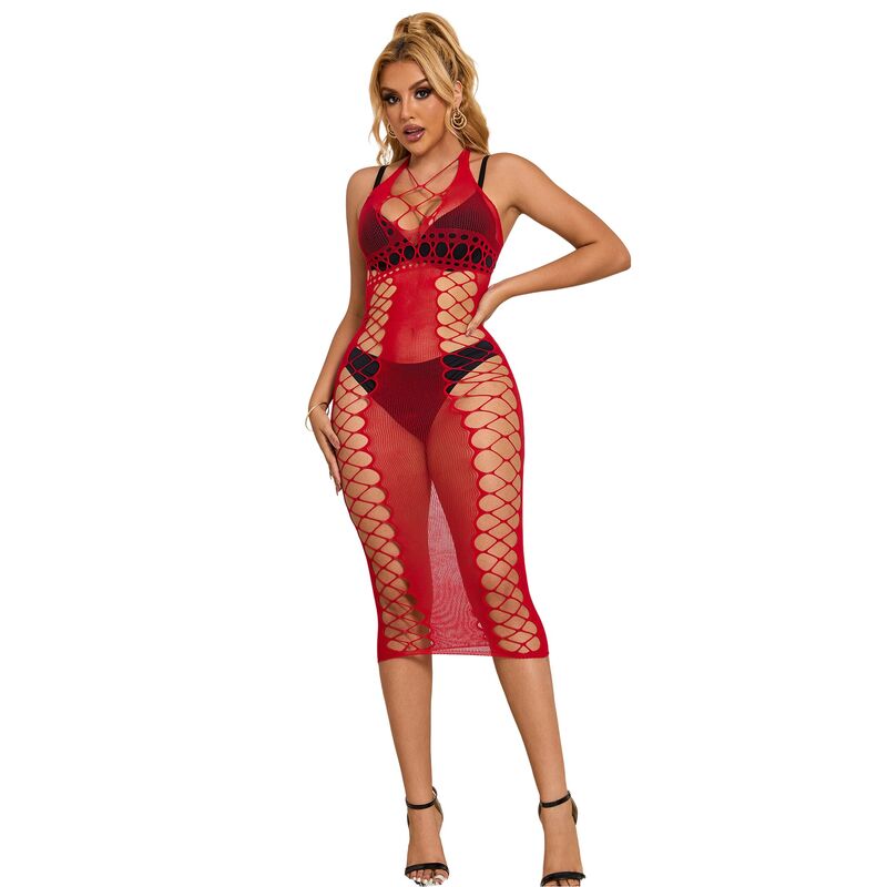 SUBBLIME - 952327 LANGES ROTES NETZ-KLEID EINE GRÖSSE – Dessous-Kleid Bild 2