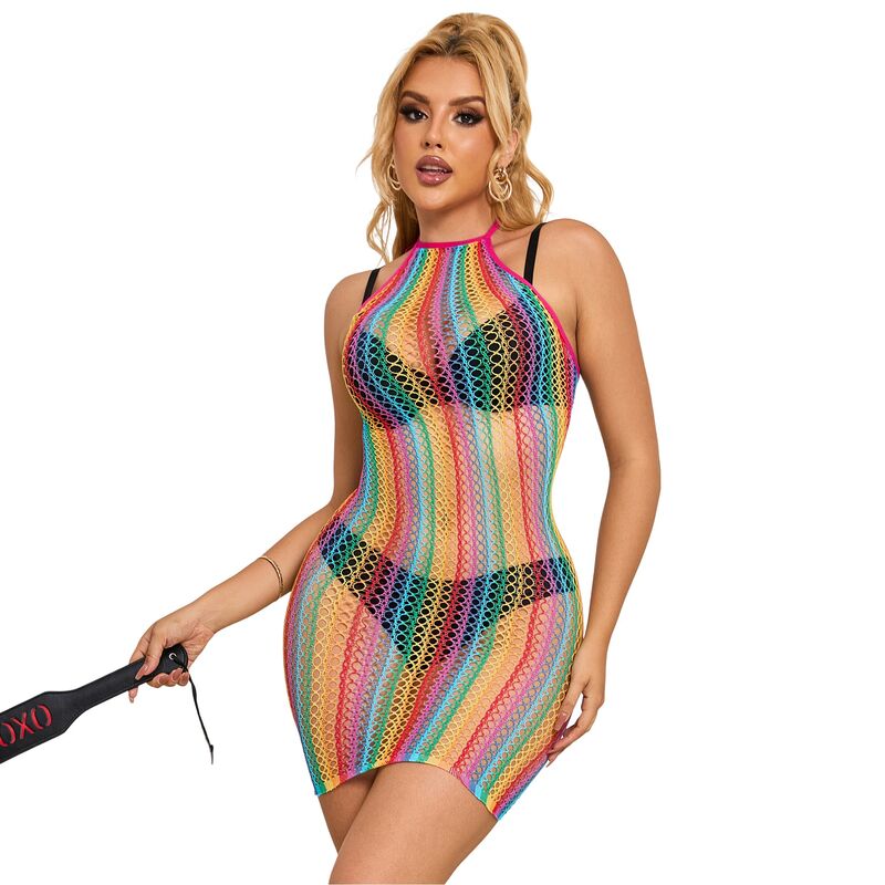 SUBBLIME - 952341 REGENBOGEN-NETZ-KLEID EINE GRÖSSE – Dessous-Kleid Bild 1