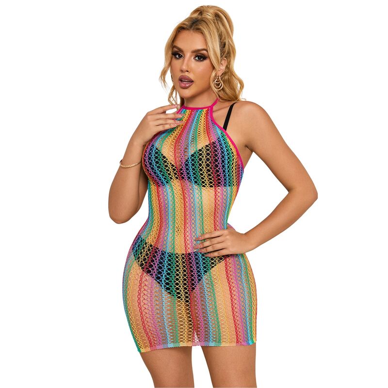 SUBBLIME - 952341 REGENBOGEN-NETZ-KLEID EINE GRÖSSE – Dessous-Kleid Bild 4