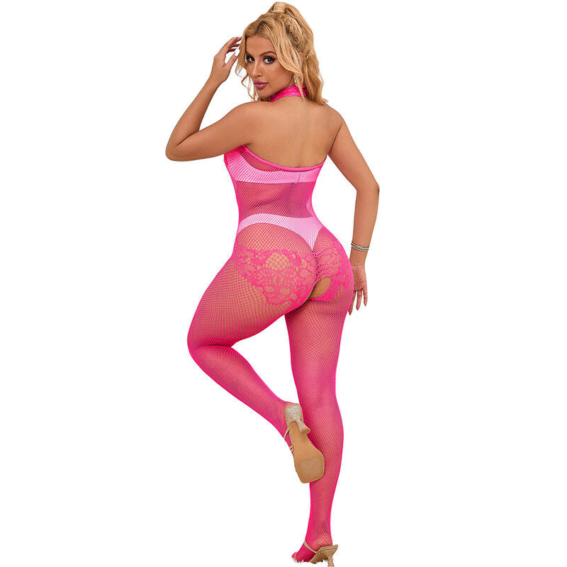 SUBBLIME - 952389 BODYSTOCKING MIT SCHNITTFREIEM NETZ UND SPITZE MIT HOHEM HALS EINE GRÖSSE – Dessous-Body Bild 2
