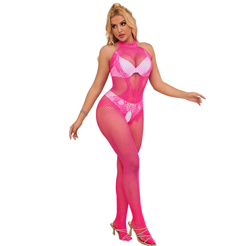 SUBBLIME - 952389 BODYSTOCKING MIT SCHNITTFREIEM NETZ UND SPITZE MIT HOHEM HALS EINE GRÖSSE – Dessous-Body Bild 5