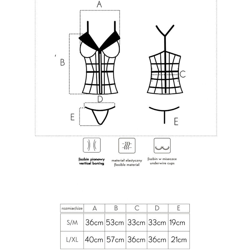 LIVCO CORSETTI FASHION - LAURA LC 20215 KORSETT + STRING L/XL Corsage Produktansicht