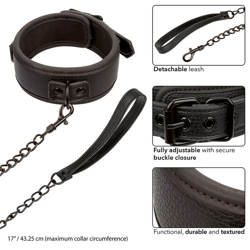 CalExotics Nocturnal Halsband & Leine – Verstellbar, Leder & Metall, BDSM Zubehör – BDSM-Zubehör Bild 5