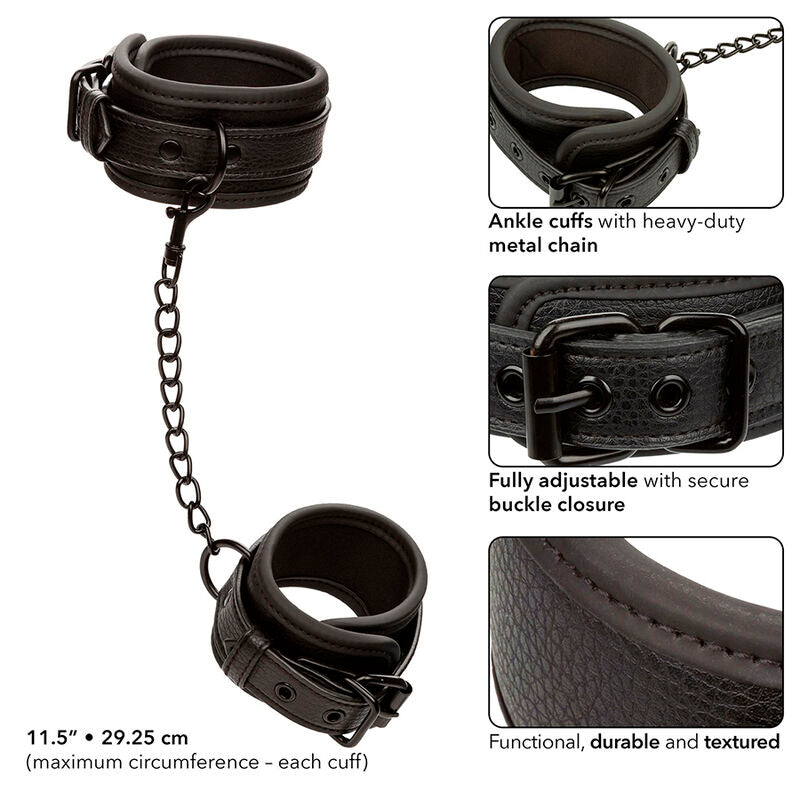 CalExotics Nocturnal Fußmanschetten – Verstellbar, Leder & Metall, BDSM Zubehör hochwertiges Zubehör