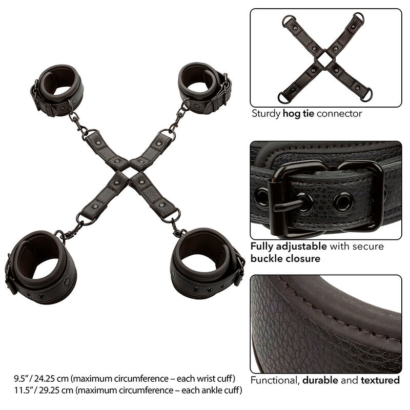 CALEXOTICS Nocturnal Hog Tie Connector – Verstellbare Leder-Fesseln für BDSM & Bondage | Secet Pulse