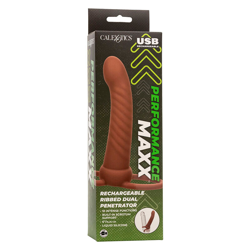 CALEXOTICS - MAXX RIBBED DUAL PENETRATOR 10 VIBRATIONEN BRAUN – Erotik-Zubehör Bild 21