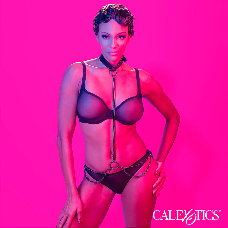 CalExotics Euphoria Kettenhalter Halsband & Leine – Veganes Leder, Samt, Verstellbar – BDSM-Zubehör Bild 9