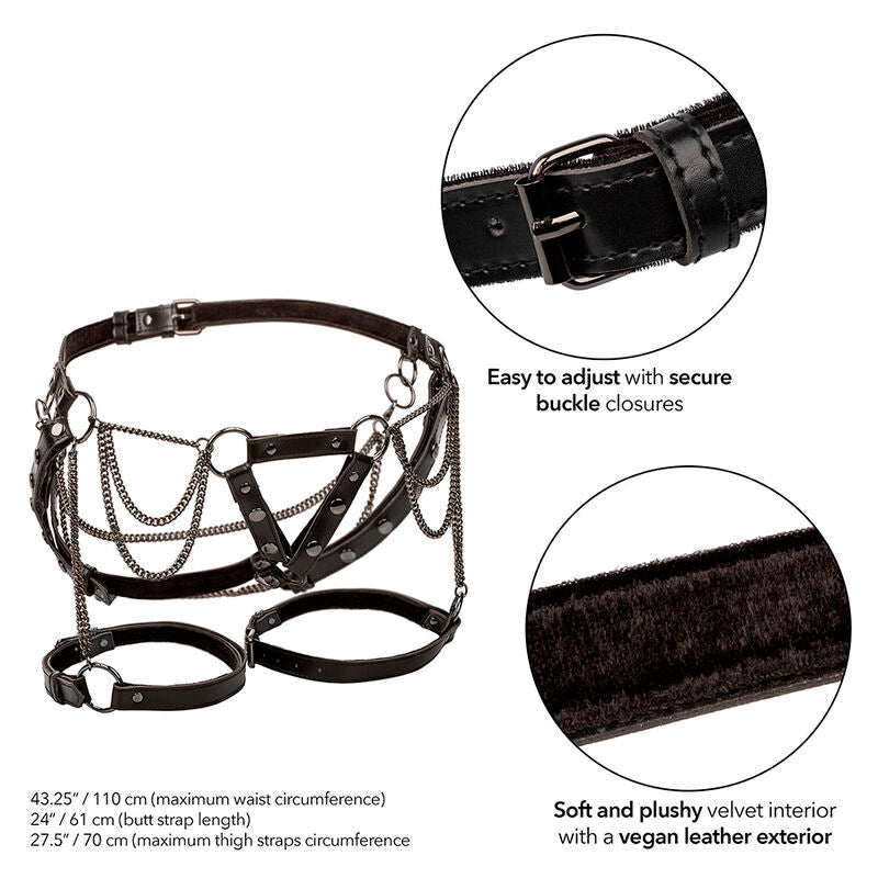 CalExotics Euphoria Multichain Oberschenkelharness – Premium, Veganes Leder & Samt – BDSM-Zubehör Bild 6