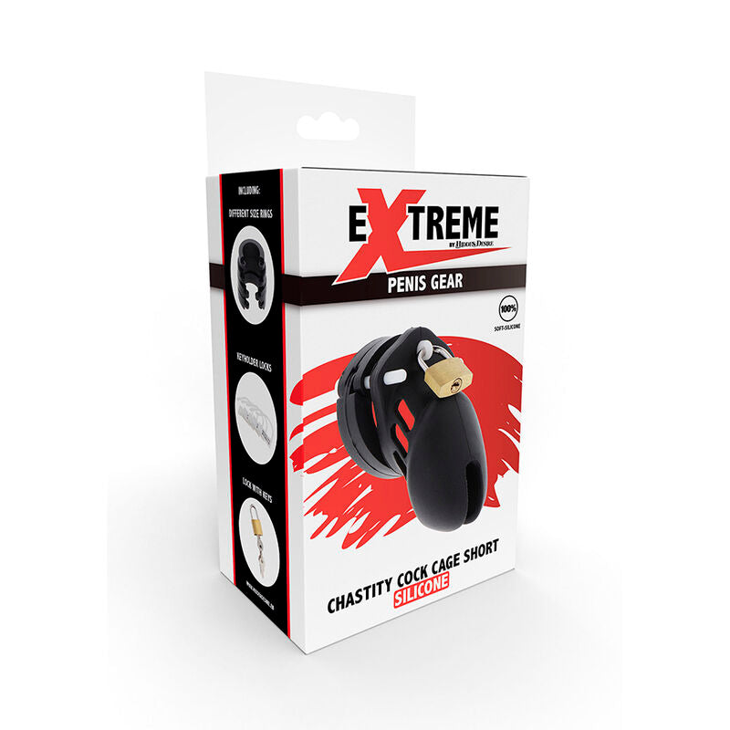 HIDDEN DESIRE - EXTREME KEUSCHHEITSPUMPENKÄFIG AUS SILIKON GRÖSSE S SCHWARZ hochwertiges Zubehör