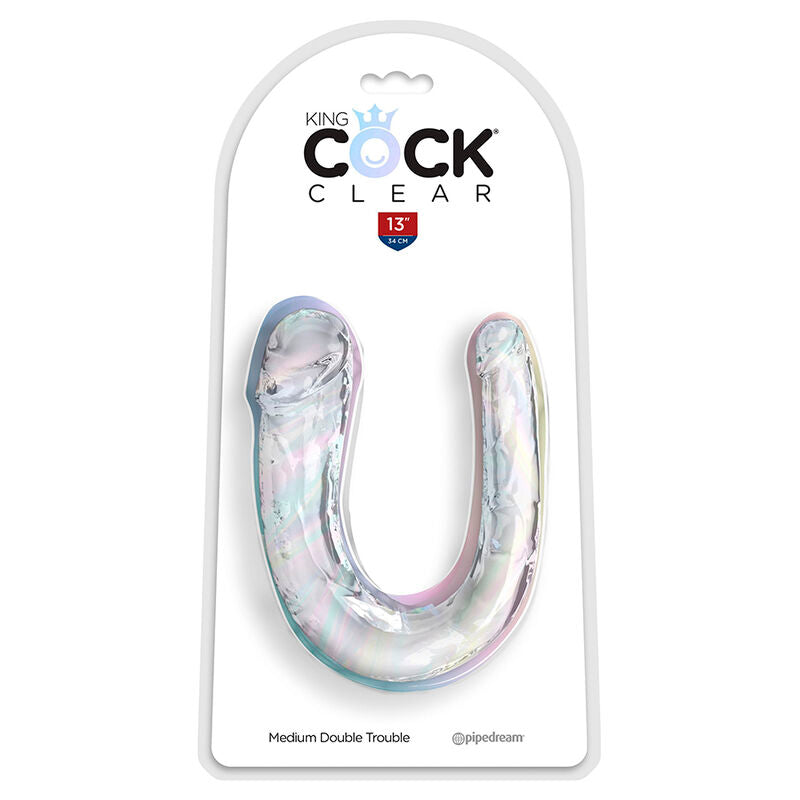 KING COCK - DOUBLE TROUBLE DOPPELDILDO 33 CM KLAR für sinnliche und diskrete Momente