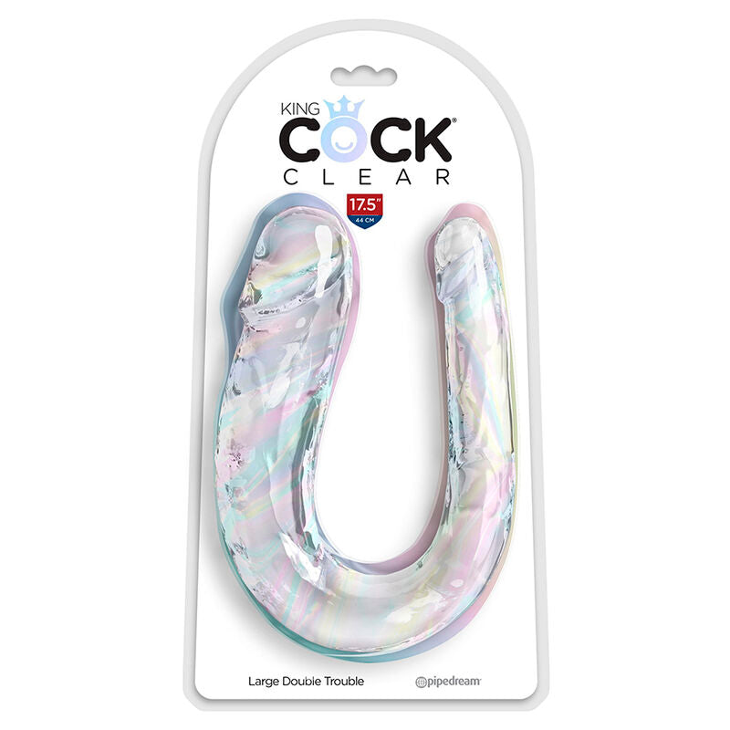KING COCK - DOUBLE TROUBLE DOPPELDILDO 44 CM KLAR für sinnliche und diskrete Momente