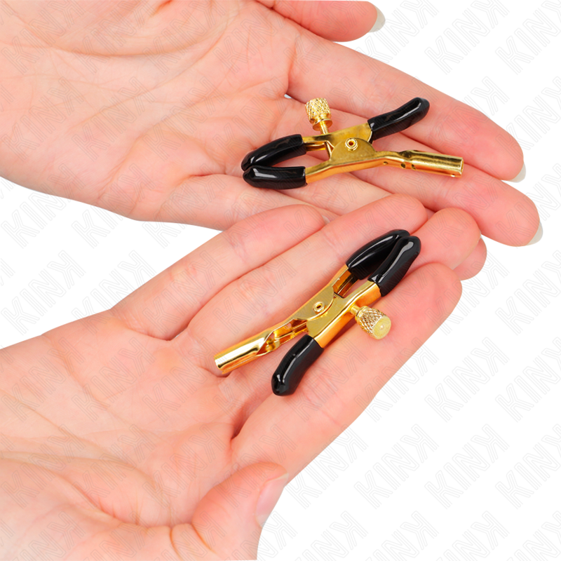 KINK Goldene Nippelklemmen 6 cm – Verstellbare Brustklammern | Secret Pulse für sinnliche und diskrete Momente