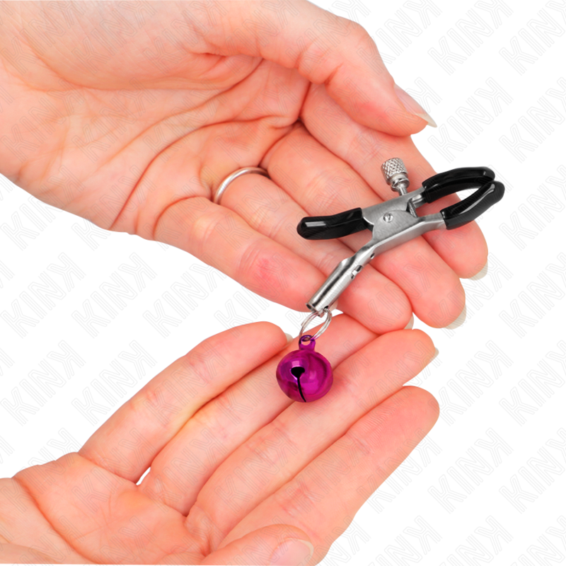 KINK Lila Nippelklemme mit einzelnen Glocken 6 cm – Verstellbare Brustklammer | Secret Pulse hochwertiges Zubehör