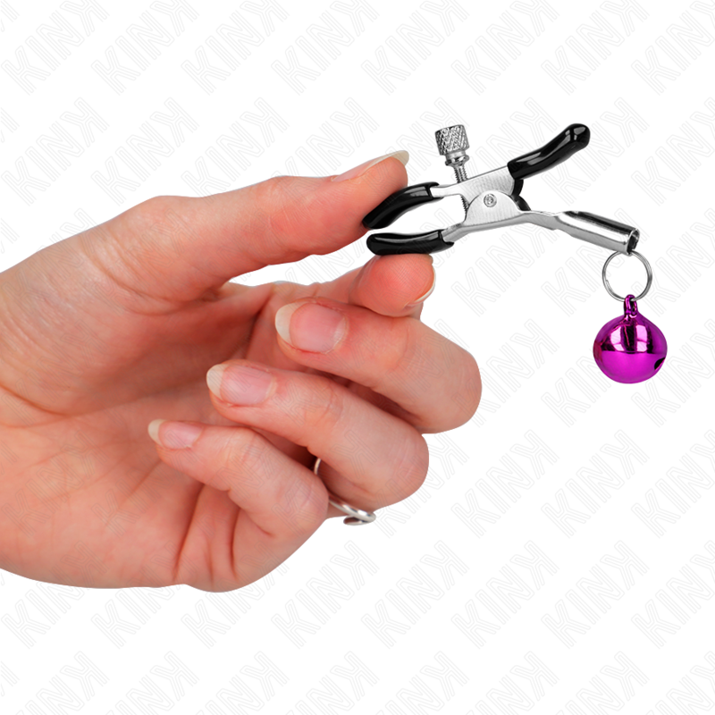 KINK Lila Nippelklemme mit einzelnen Glocken 6 cm – Verstellbare Brustklammer | Secret Pulse Produktansicht und Details