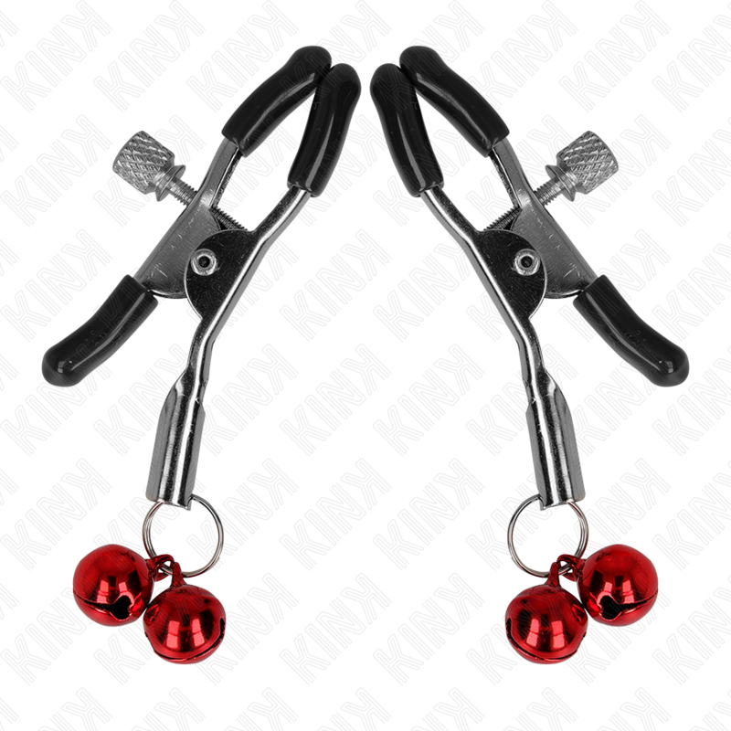 KINK Doppelte Glocken-Nippelklemme Rot 6 cm – Verstellbare Brustklammer | Secret Pulse für sinnliche und diskrete Momente