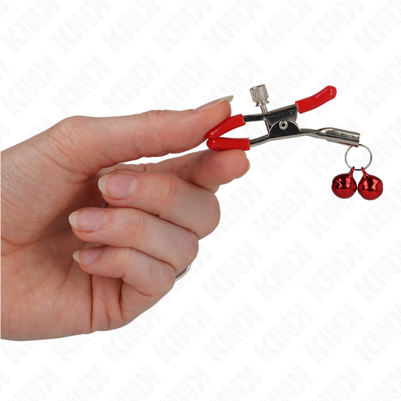 KINK Rote Doppelglocke Nippelklemme 6 cm – Verstellbare Brustklammer | Secret Pulse Nippelklemme diskret online kaufen