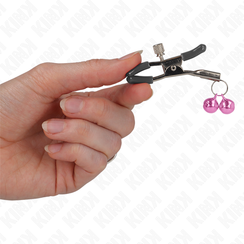 KINK Doppelglöckchen-Nippelklemme Rosa 6 cm – Verstellbare Brustklammer | Secret Pulse bei Secret Pulse im Erotikshop
