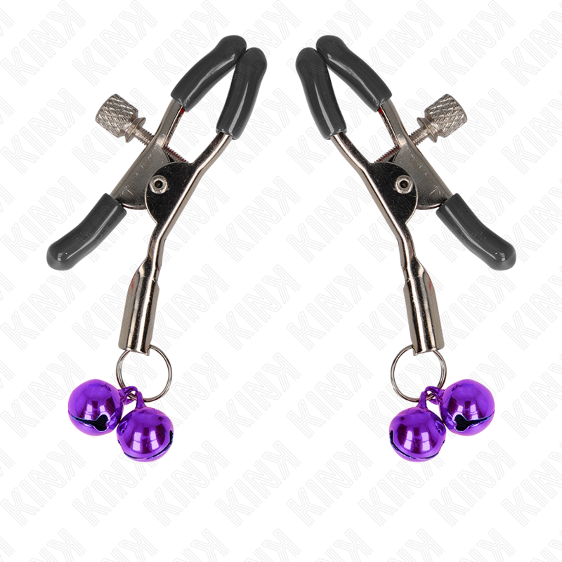 KINK Doppelglocken-Nippelklemmen Lila 6 cm – Verstellbare Brustklammern | Secret Pulse Produktansicht und Details