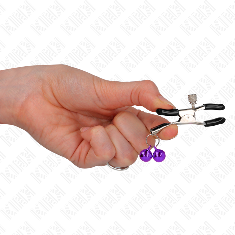 KINK Doppelglocken-Nippelklemmen Lila 6 cm – Verstellbare Brustklammern | Secret Pulse für sinnliche und diskrete Momente