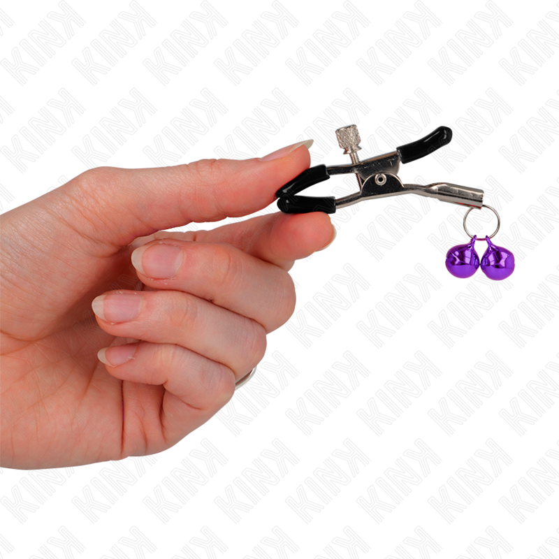 KINK Doppelglocken-Nippelklemmen Lila 6 cm – Verstellbare Brustklammern | Secret Pulse bei Secret Pulse im Erotikshop
